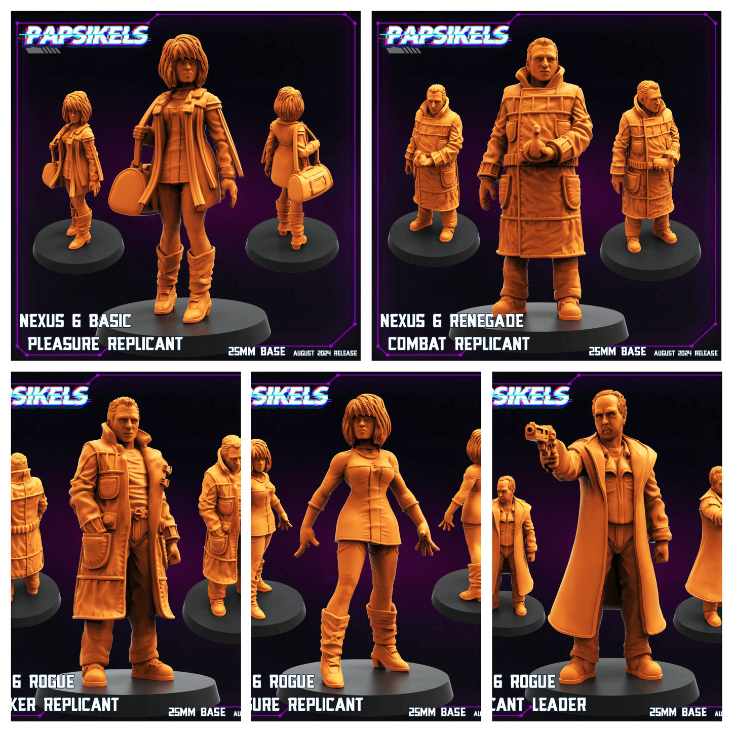3D Printed Papsikels August 2024 Cyberpunk Nexus 6 Set 28mm 32mm - 3D Printing Boss 
