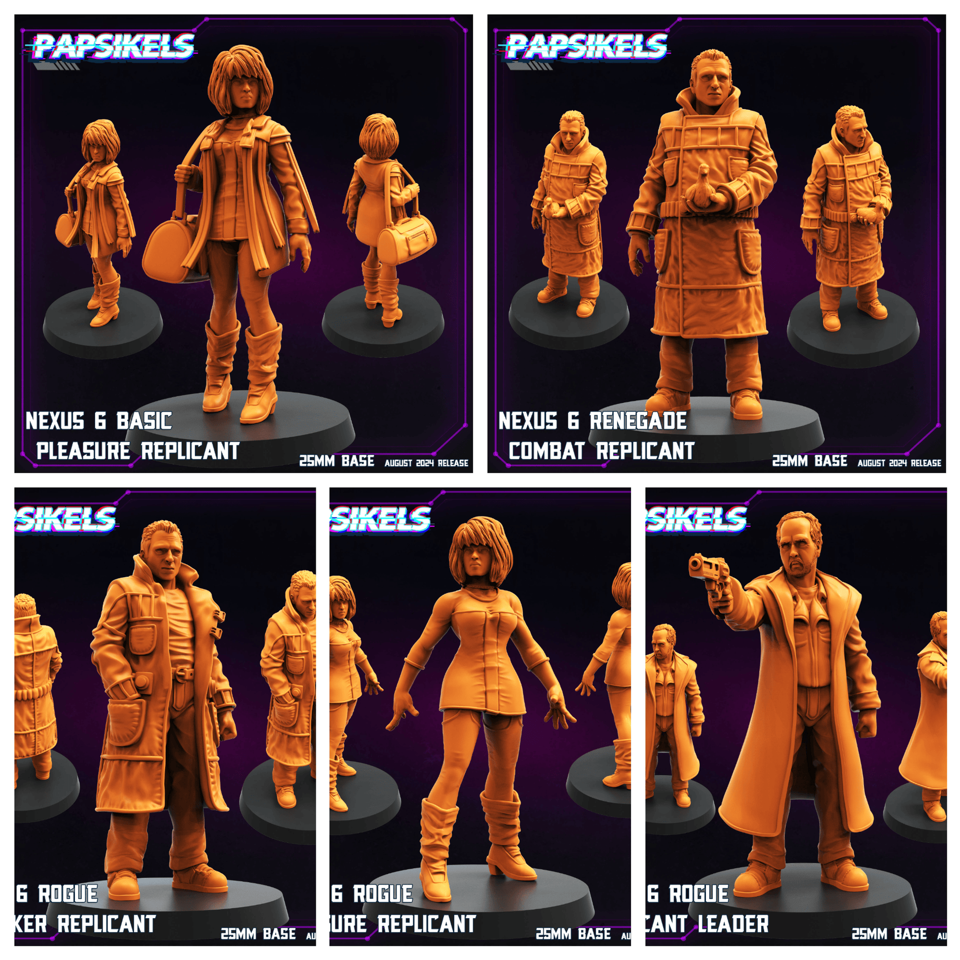 3D Printed Papsikels August 2024 Cyberpunk Nexus 6 Set 28mm 32mm - 3D Printing Boss 