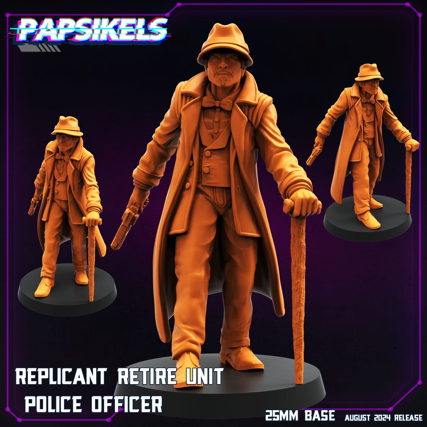 3D Printed Papsikels August 2024 Cyberpunk Replicant Retire Unit Set 28mm 32mm - 3D Printing Boss 