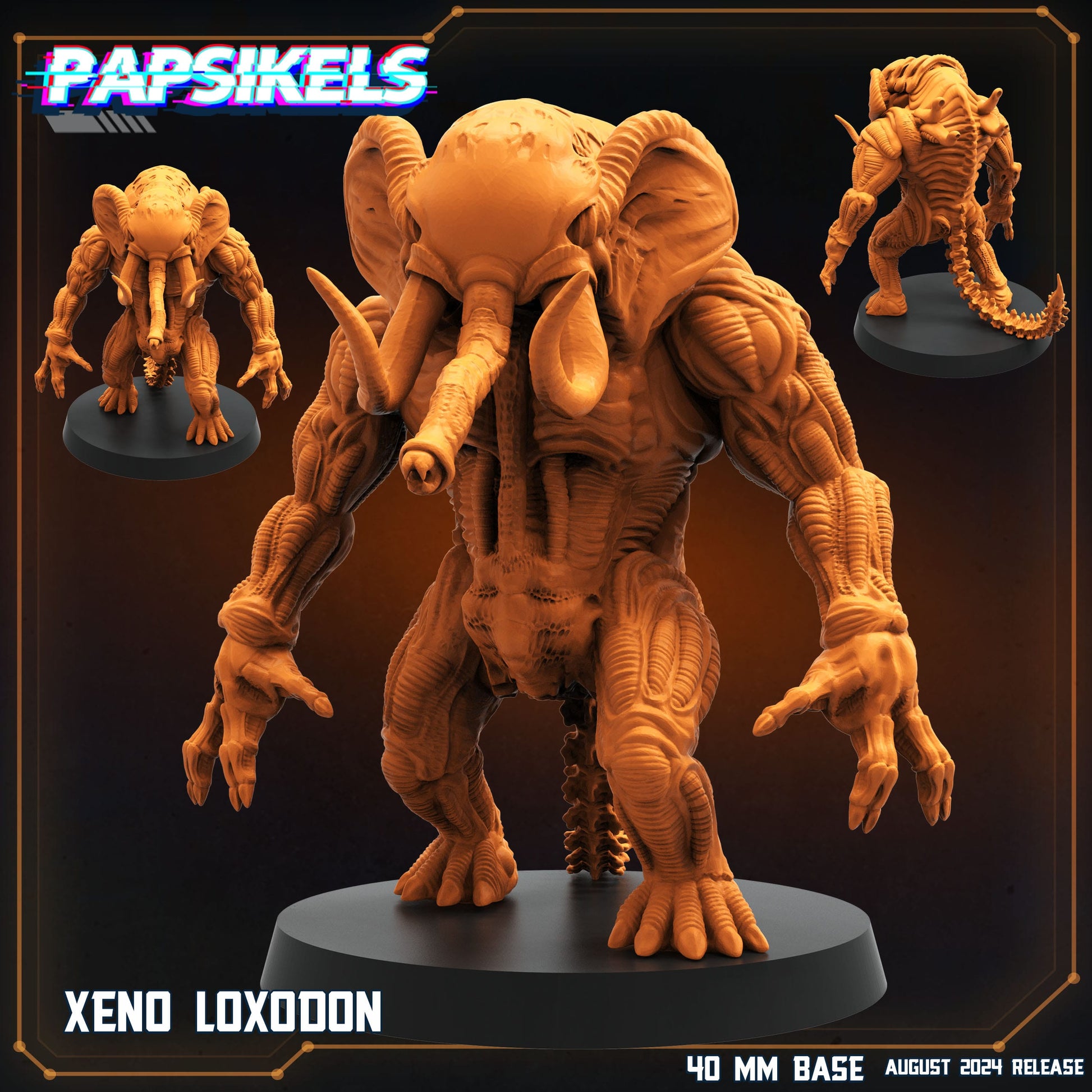 3D Printed Papsikels August 2024 Scifi Xeno Loxodon 28mm 32mm - 3D Printing Boss 