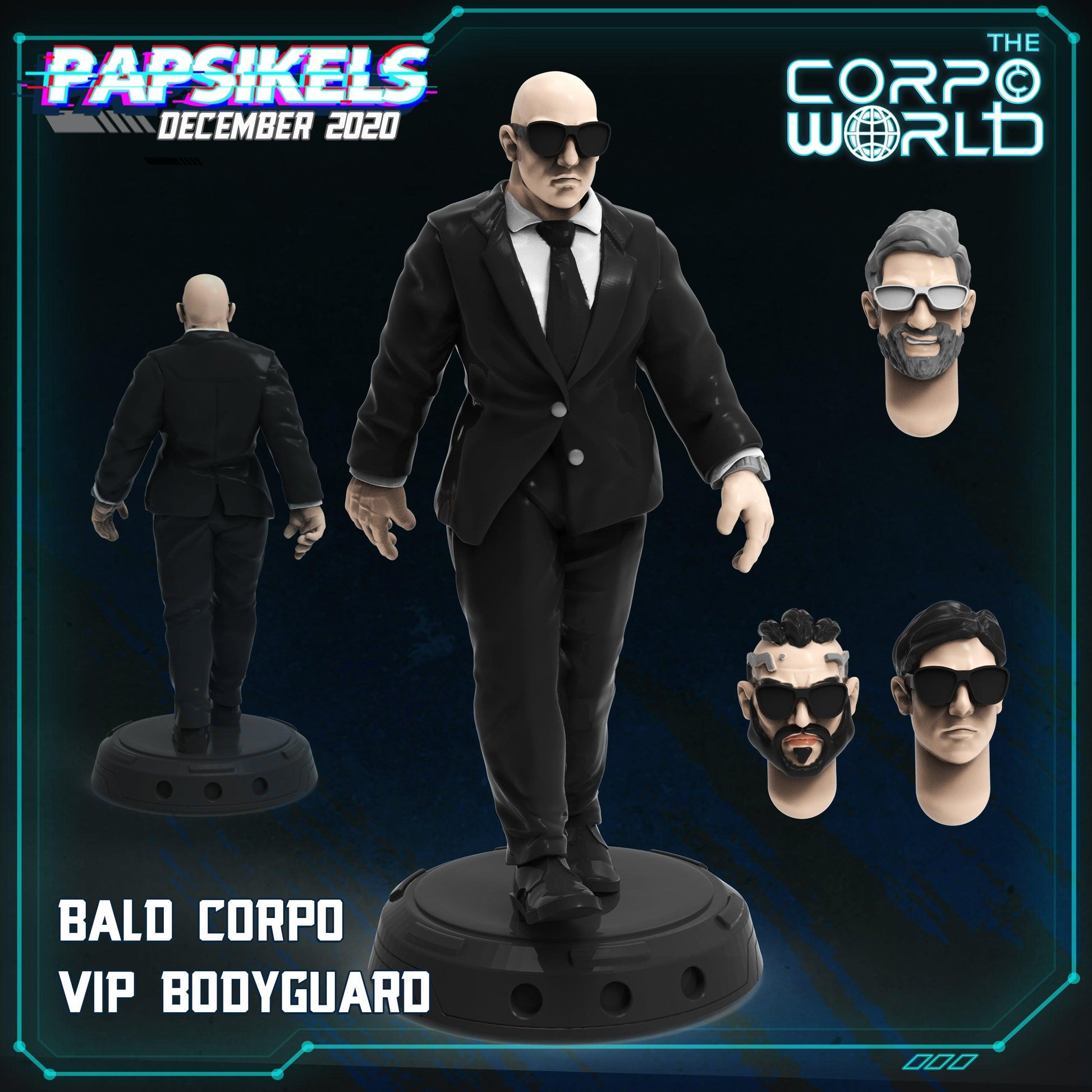 3D Printed Papsikels Bald Corpo Vip Bodyguard 28mm 32mm - 3D Printing Boss 