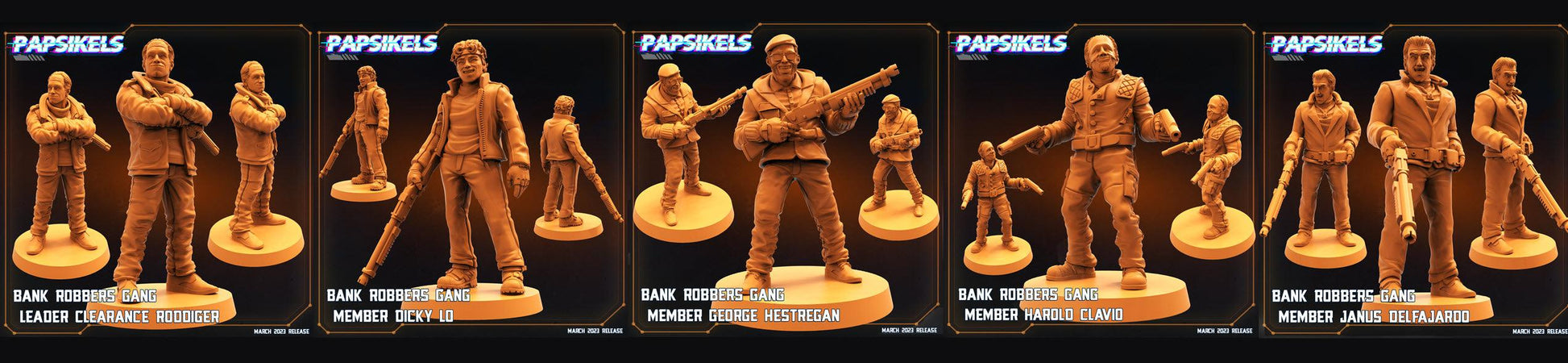 3D Printed Papsikels - Bank Robbers Gang Set - 28mm 32mm - 3D Printing Boss 