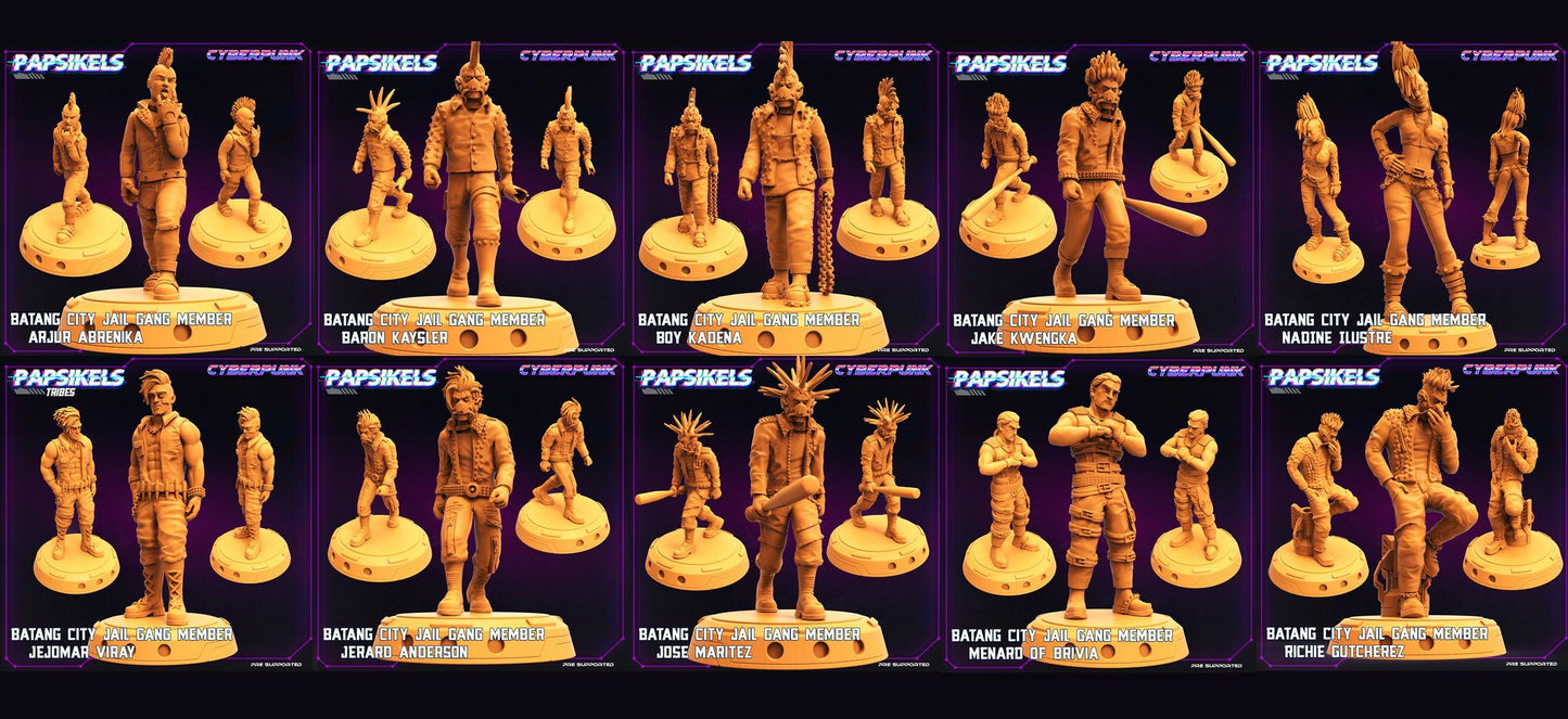 3D Printed Papsikels - Batang City Jail Gang Street Punk Set - 28mm 32mm - 3D Printing Boss 