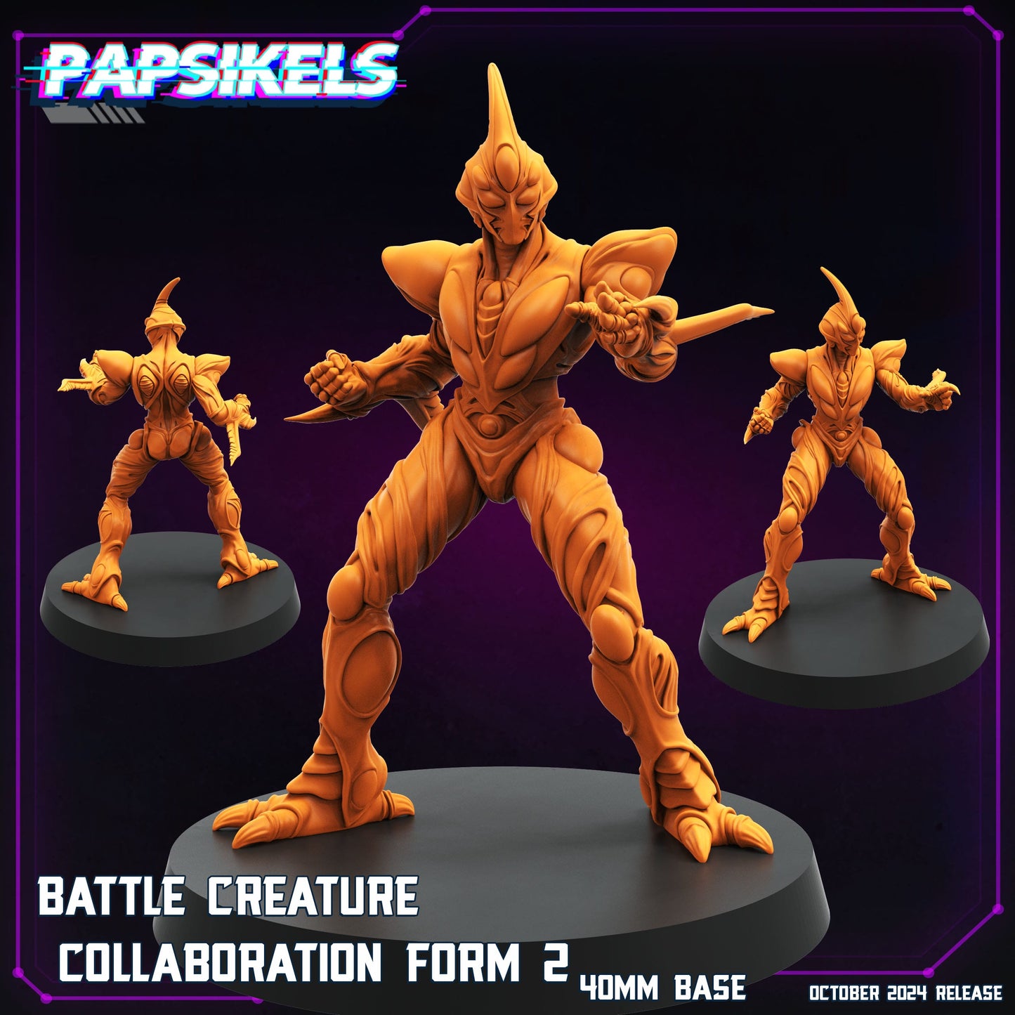 3D Printed Papsikels Battle Creature Collaboration Form Set October 2024 Cyberpunk 28mm 32mm - 3D Printing Boss 