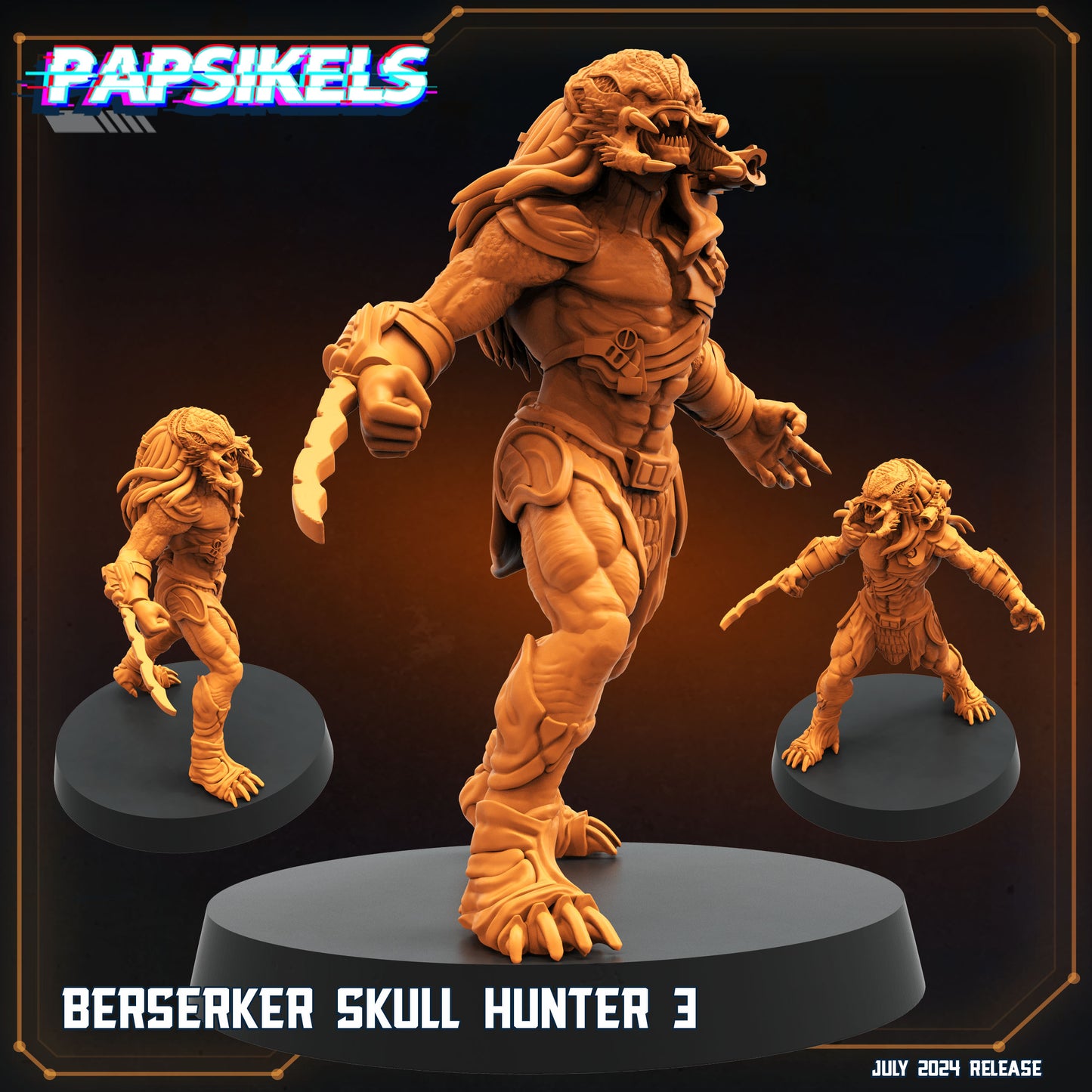 3D Printed Papsikels Berserker Skull Hunter Set July 2024 Scifi 28mm 32mm - 3D Printing Boss 