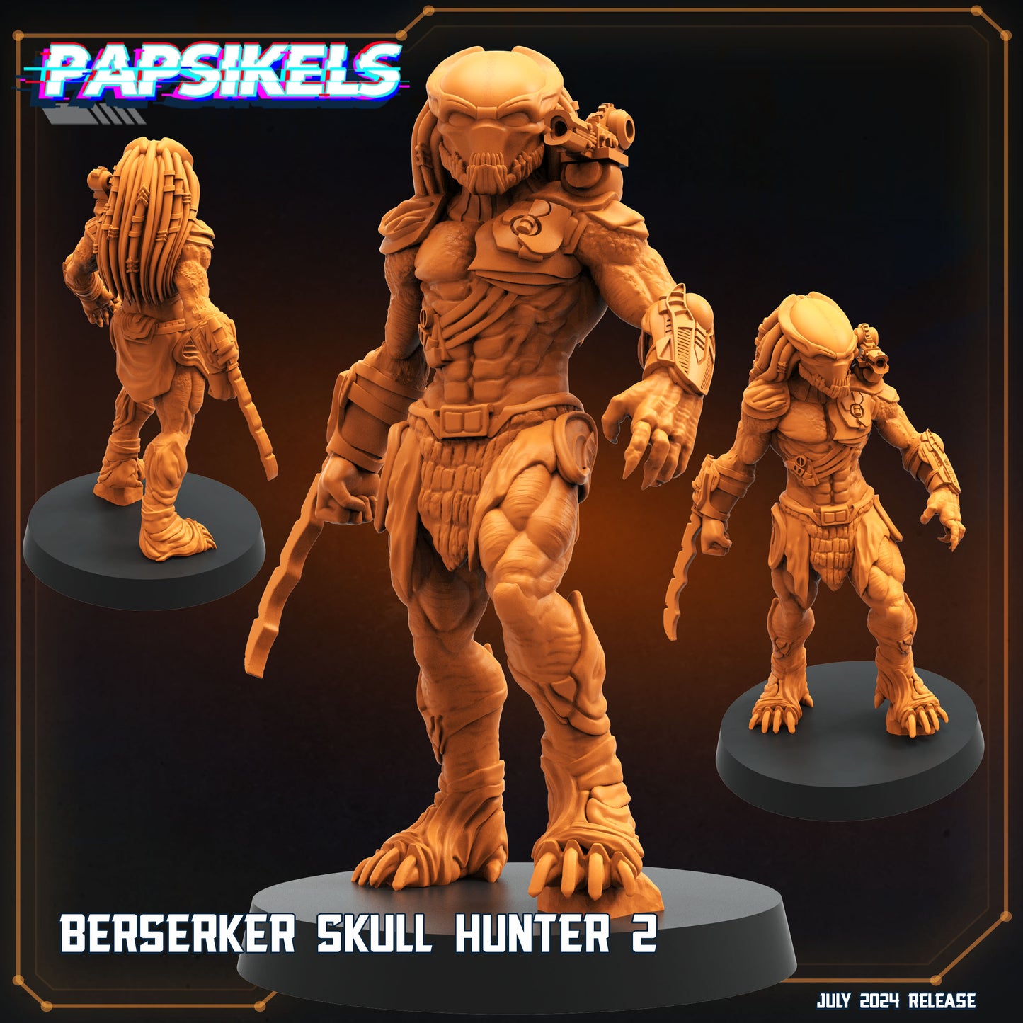 3D Printed Papsikels Berserker Skull Hunter Set July 2024 Scifi 28mm 32mm - 3D Printing Boss 
