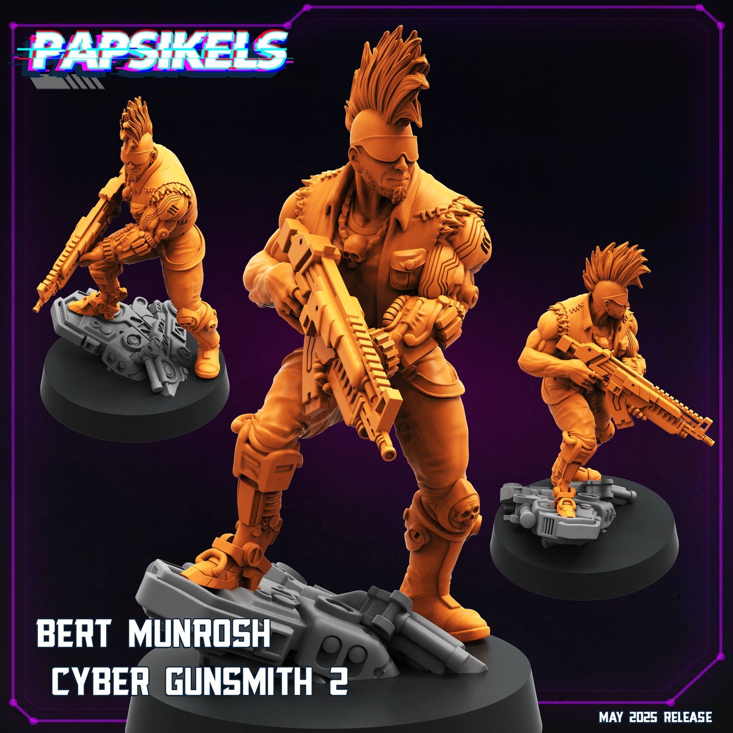 3D Printed Papsikels Bert Munrosh Cyber Gunsmith May 2025 Cyberpunk Set 28mm 32mm - 3D Printing Boss 