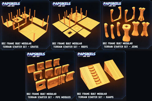 3D Printed Papsikels Boz Frame Built Modular Terrain Starter Set Aliens vs Humans Part 2 28mm 32mm - 3D Printing Boss 