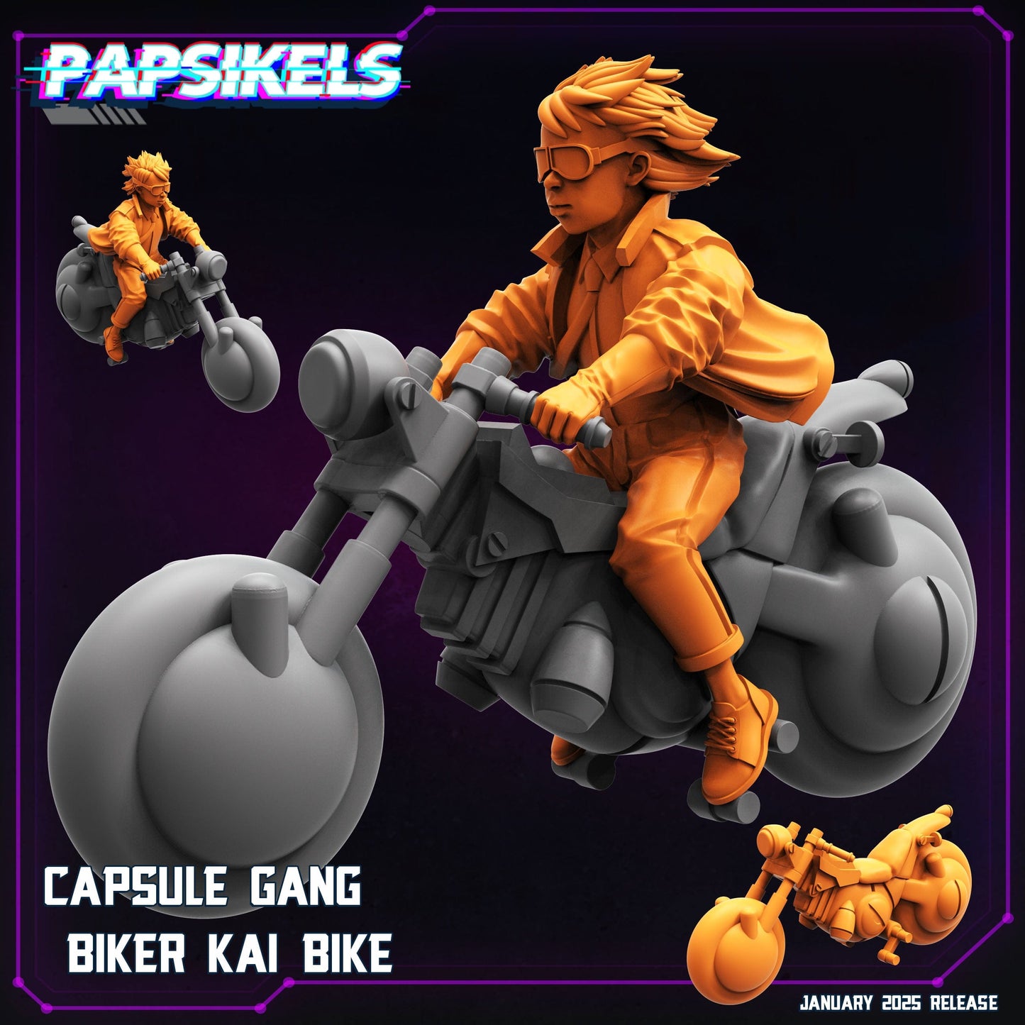 3D Printed Papsikels Capsule Gang Biker Set January 2025 - Cyberpunk 28mm 32mm - 3D Printing Boss 