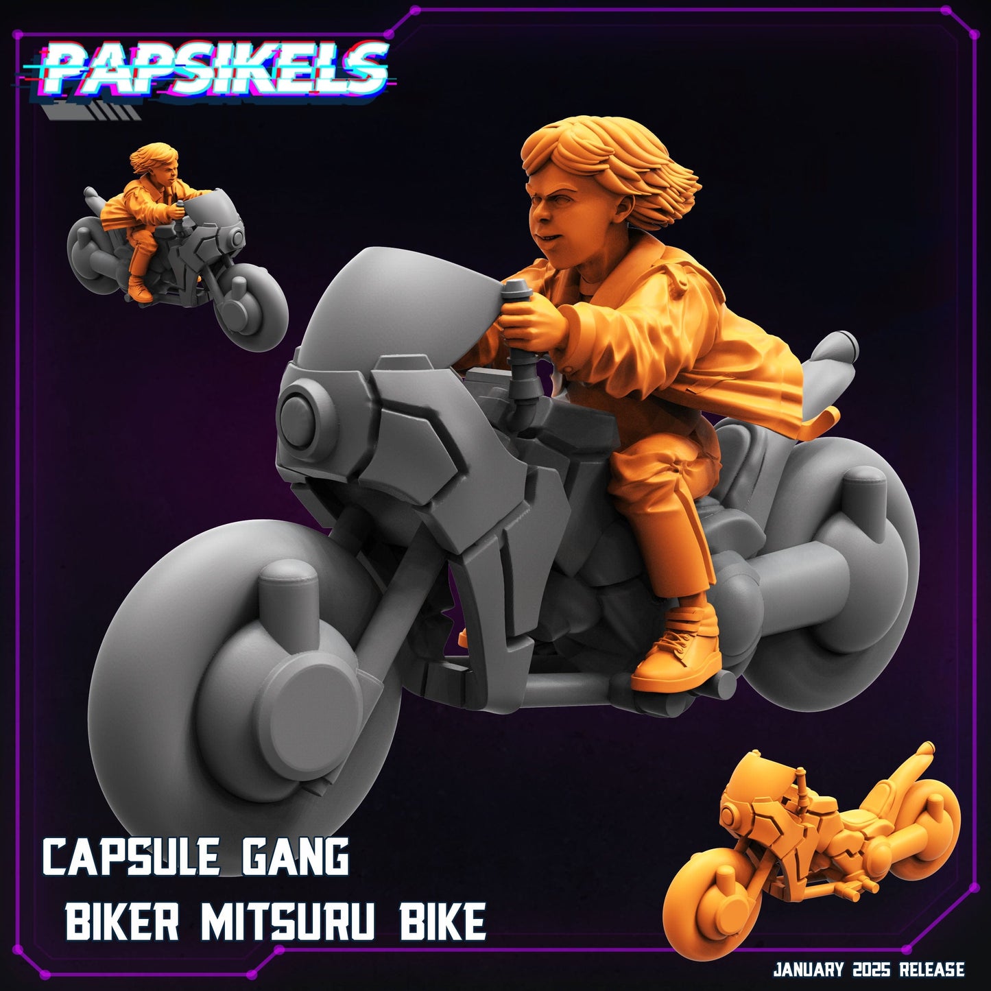 3D Printed Papsikels Capsule Gang Biker Set January 2025 - Cyberpunk 28mm 32mm - 3D Printing Boss 