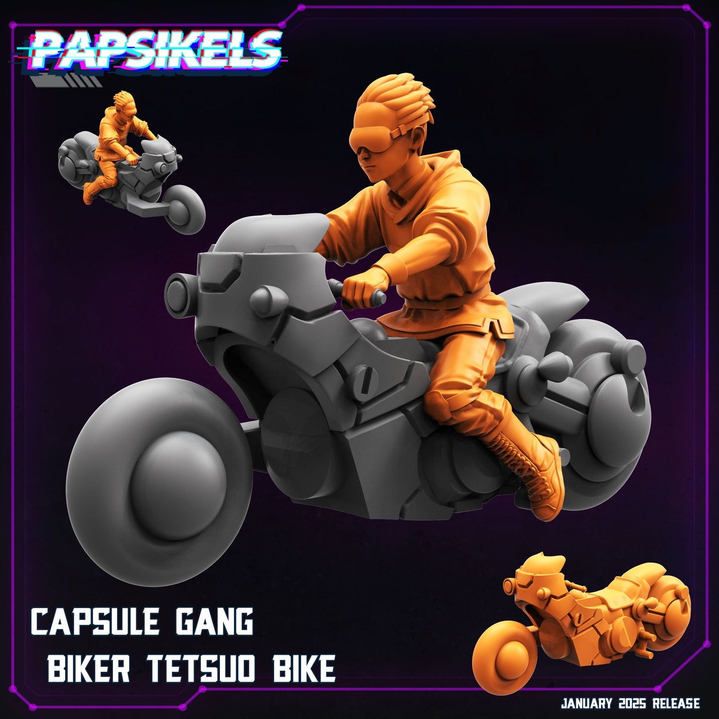 3D Printed Papsikels Capsule Gang Biker Set January 2025 - Cyberpunk 28mm 32mm - 3D Printing Boss 