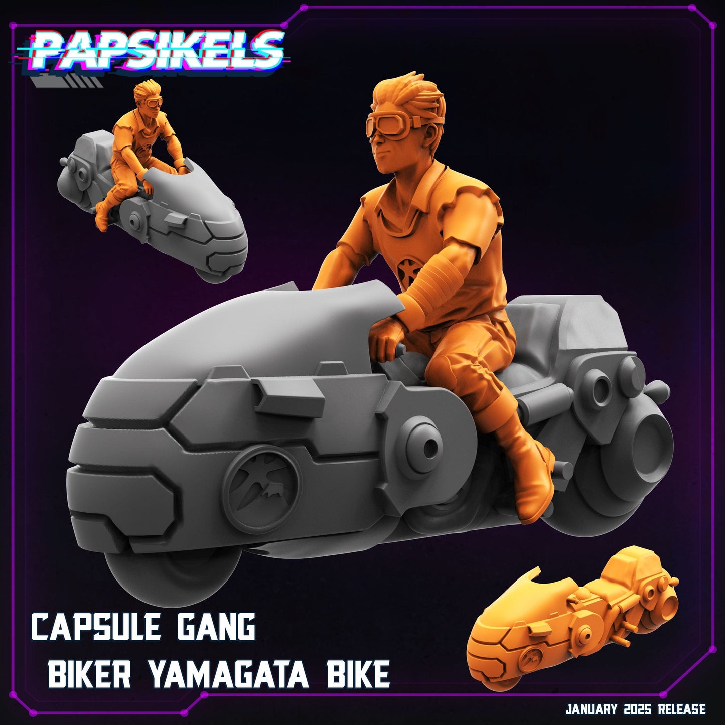 3D Printed Papsikels Capsule Gang Biker Set January 2025 - Cyberpunk 28mm 32mm - 3D Printing Boss 