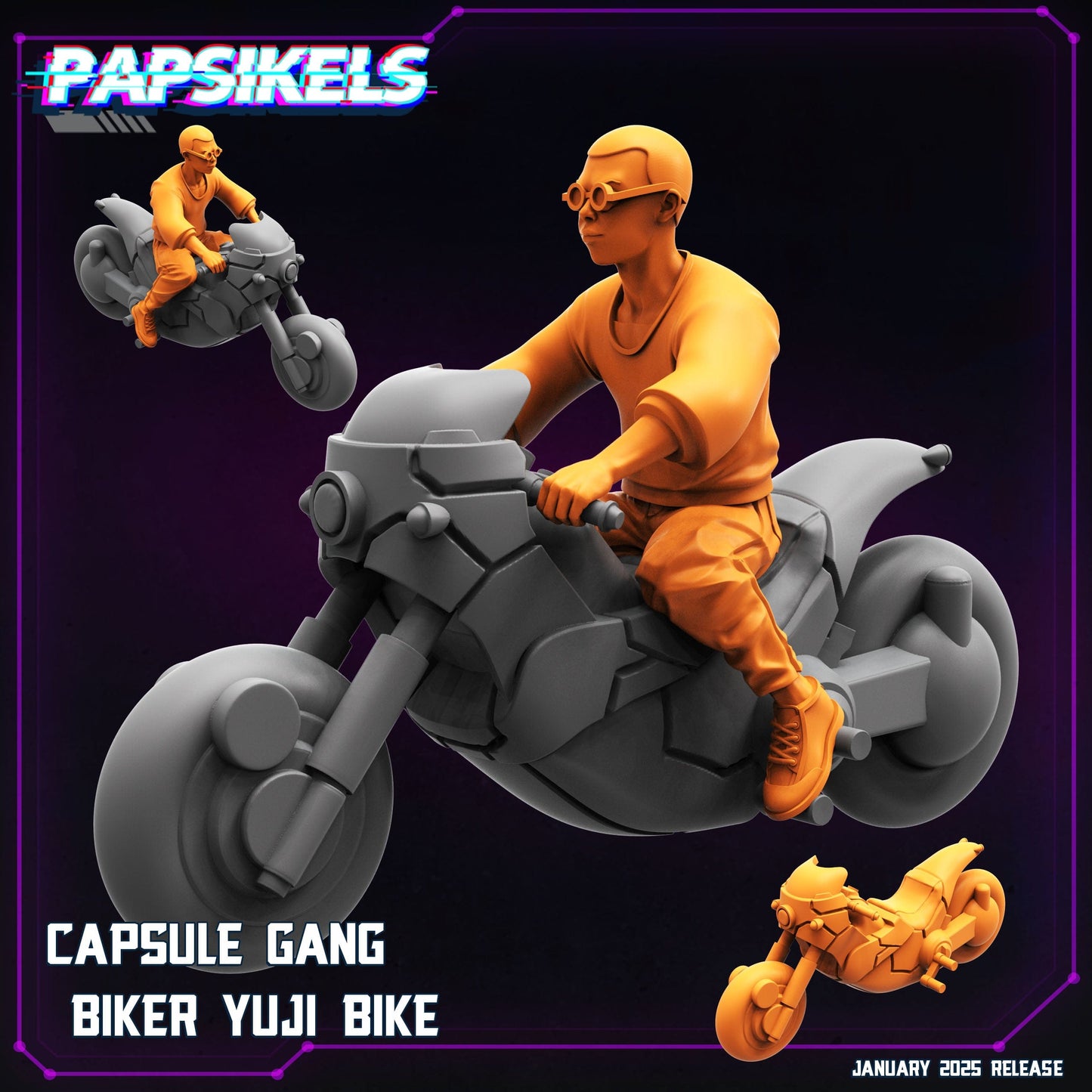 3D Printed Papsikels Capsule Gang Biker Set January 2025 - Cyberpunk 28mm 32mm - 3D Printing Boss 