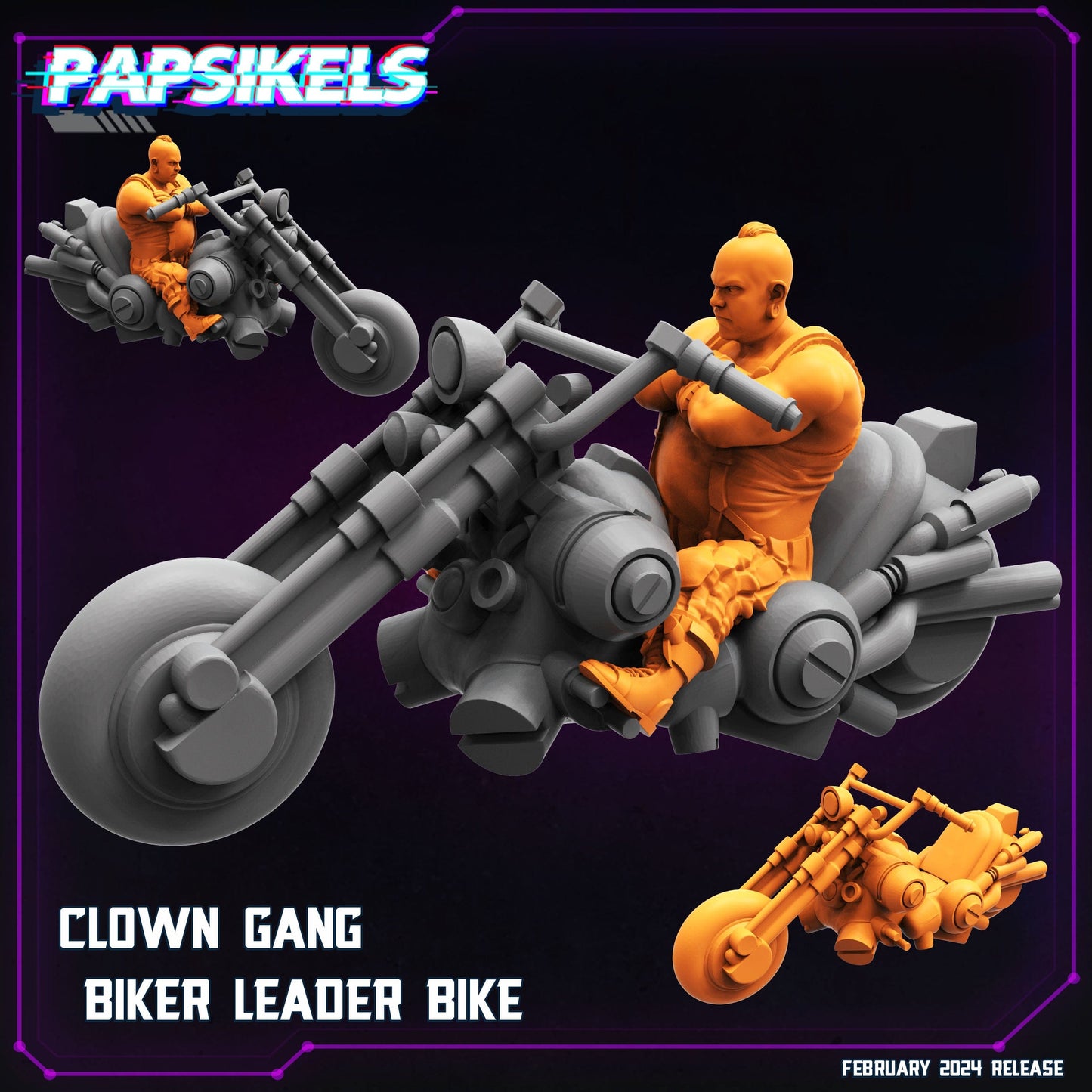 3D Printed Papsikels Clown Gang Biker Leader February 2025 Cyberpunk 28mm 32mm - 3D Printing Boss 