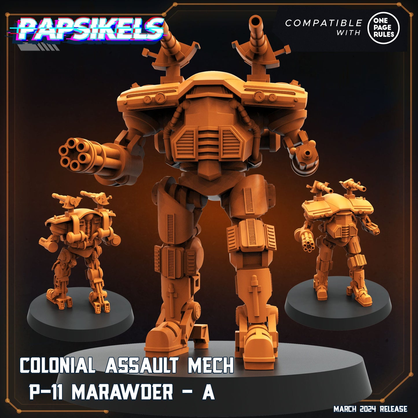 3D Printed Papsikels Colonial Assault Mech P11 Set 28mm 32mm - 3D Printing Boss 