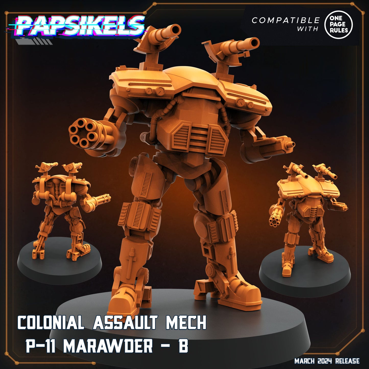 3D Printed Papsikels Colonial Assault Mech P11 Set 28mm 32mm - 3D Printing Boss 