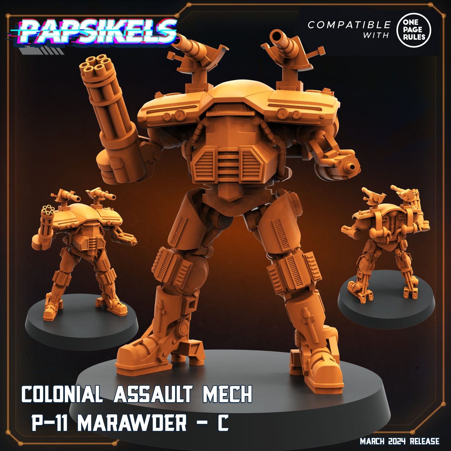3D Printed Papsikels Colonial Assault Mech P11 Set 28mm 32mm - 3D Printing Boss 
