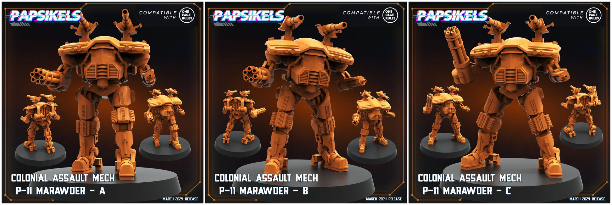 3D Printed Papsikels Colonial Assault Mech P11 Set 28mm 32mm - 3D Printing Boss 