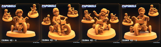 3D Printed Papsikels - Colonial Kids - 28mm 32mm - 3D Printing Boss 