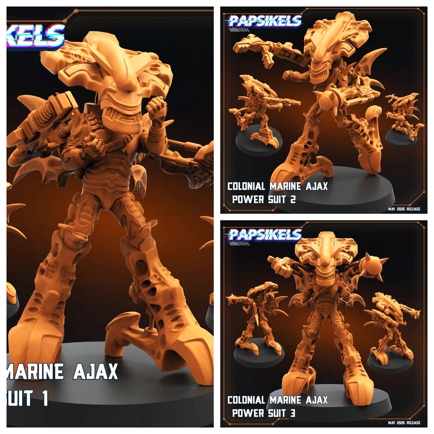 3D Printed Papsikels Colonial Marine Ajax Power Suit Set May 2025 Alien vs. Humans Reconnaissance 28mm 32mm - 3D Printing Boss 