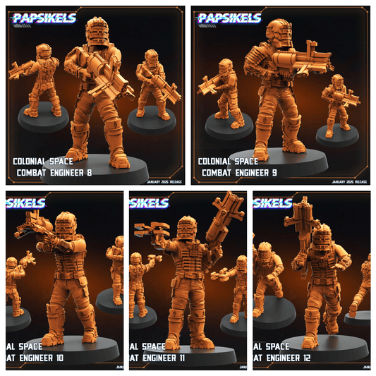 3D Printed Papsikels Colonial Space Combat Engineers Set January 2025 - Scifi 28mm 32mm - 3D Printing Boss 