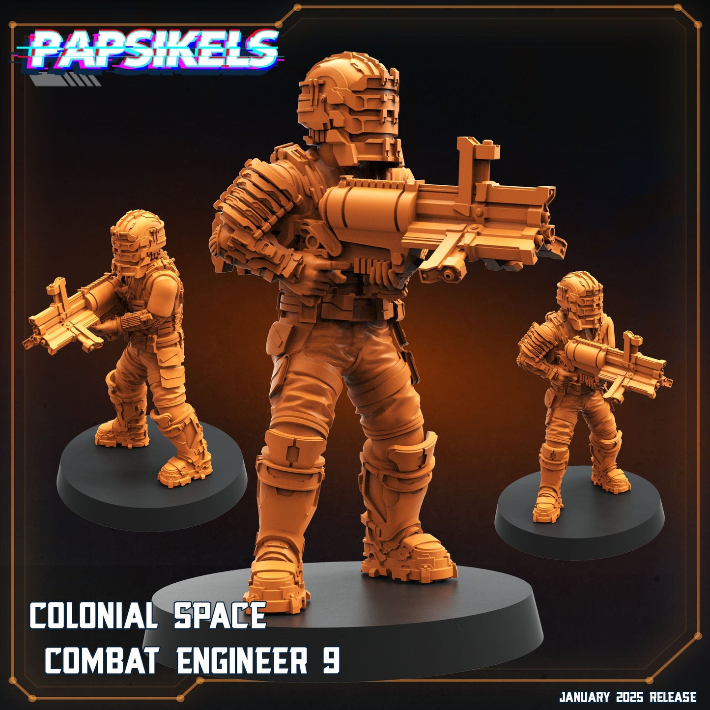 3D Printed Papsikels Colonial Space Combat Engineers Set January 2025 - Scifi 28mm 32mm - 3D Printing Boss 