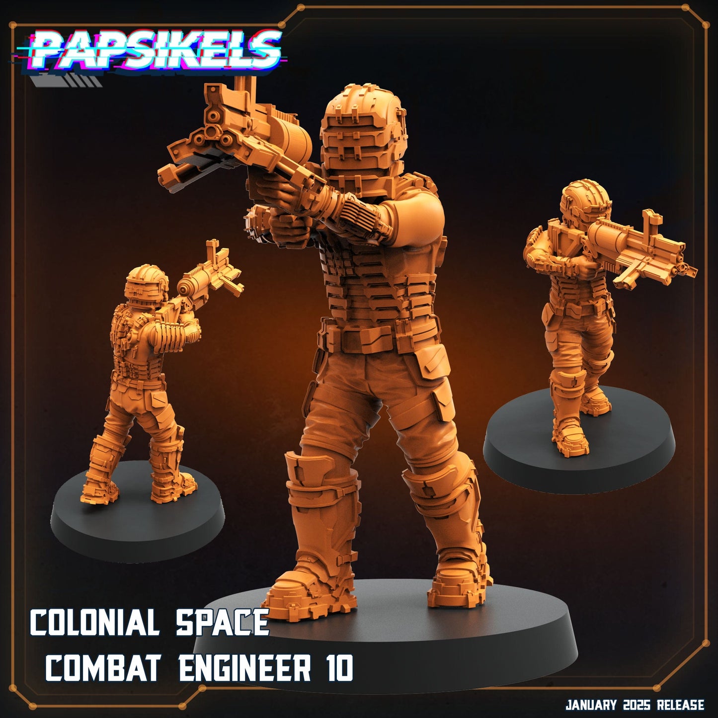 3D Printed Papsikels Colonial Space Combat Engineers Set January 2025 - Scifi 28mm 32mm - 3D Printing Boss 