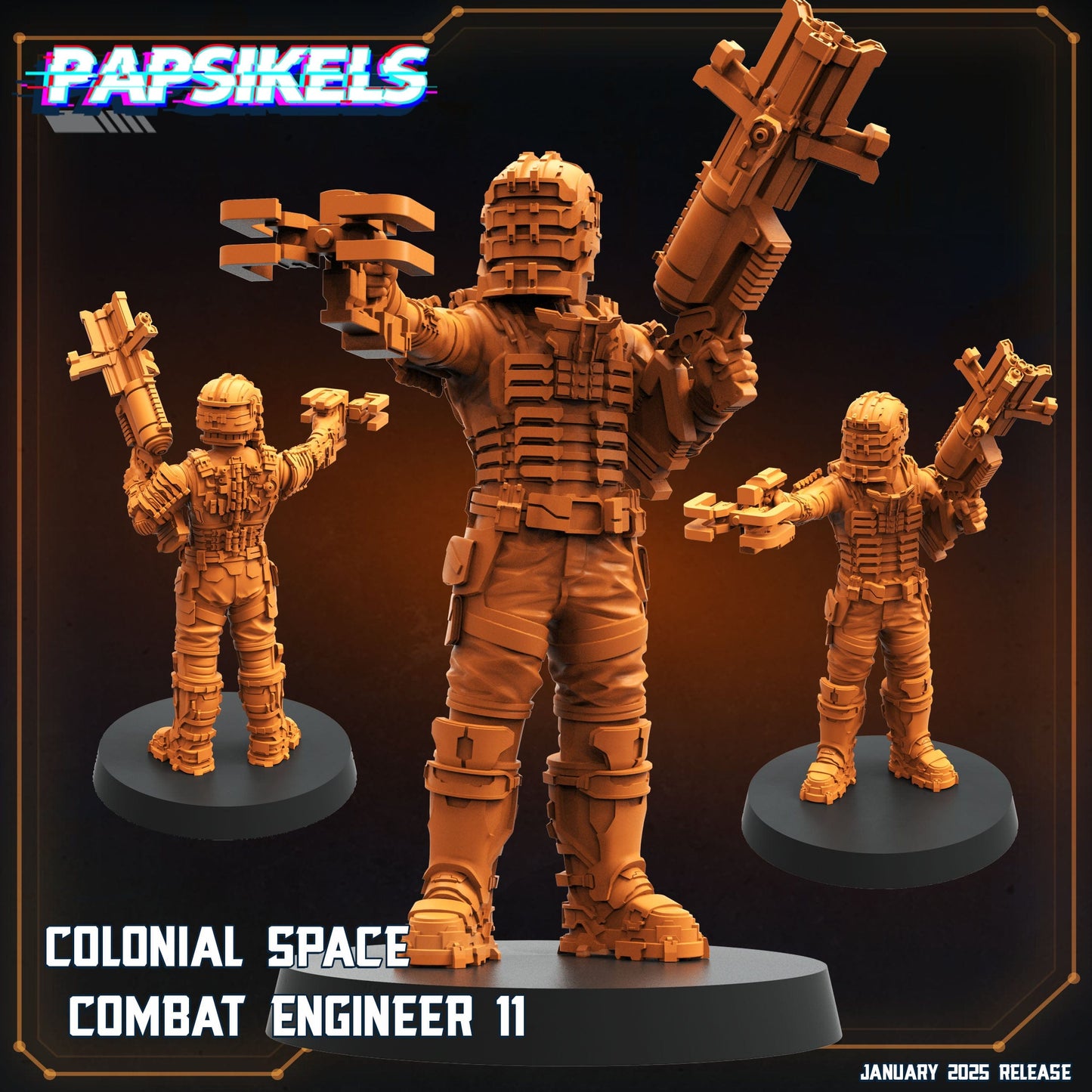 3D Printed Papsikels Colonial Space Combat Engineers Set January 2025 - Scifi 28mm 32mm - 3D Printing Boss 