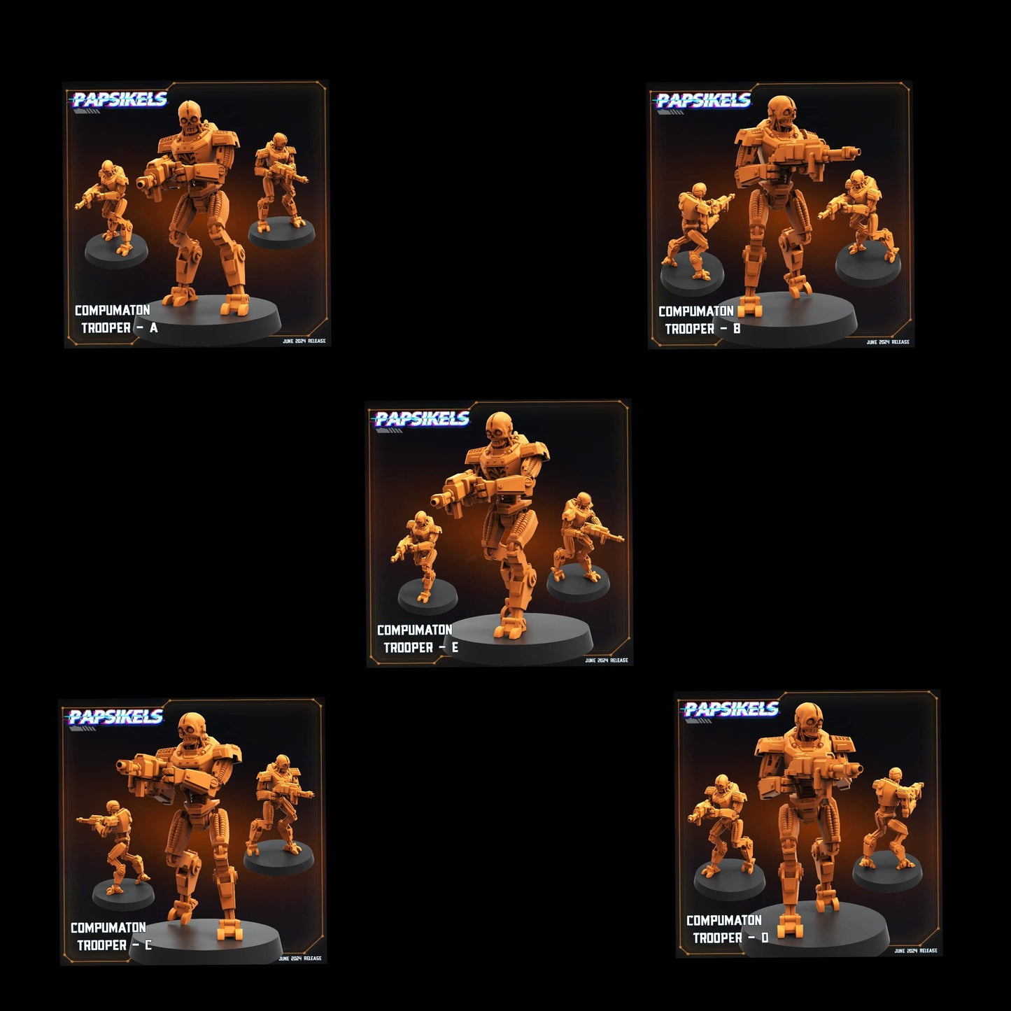 3D Printed Papsikels Compumaton Trooper Set JUNE 2024 SCIFI 28mm 32mm - 3D Printing Boss 