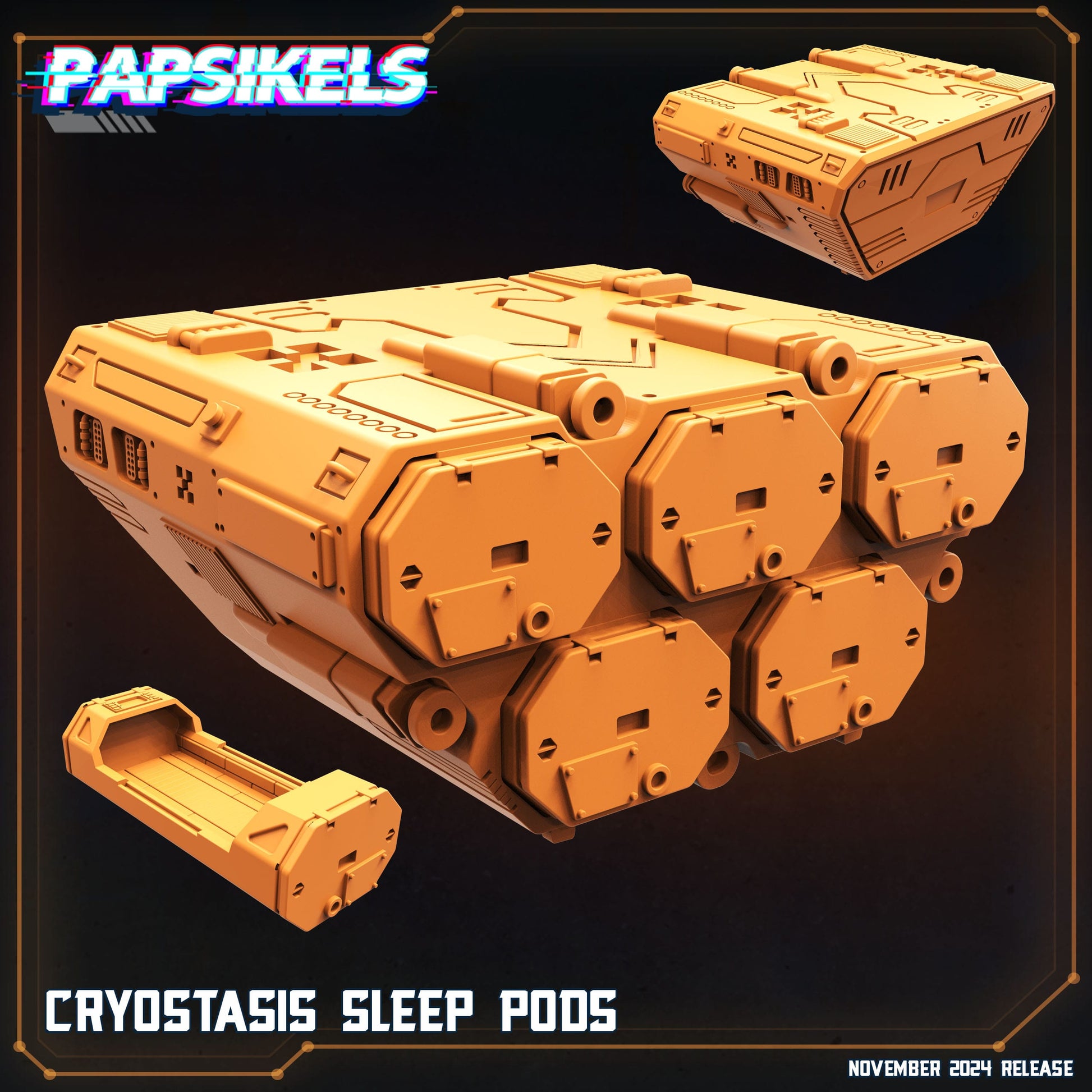 3D Printed Papsikels Cryostasis Sleep Pods Nov 2024 Scifi 28mm 32mm - 3D Printing Boss 