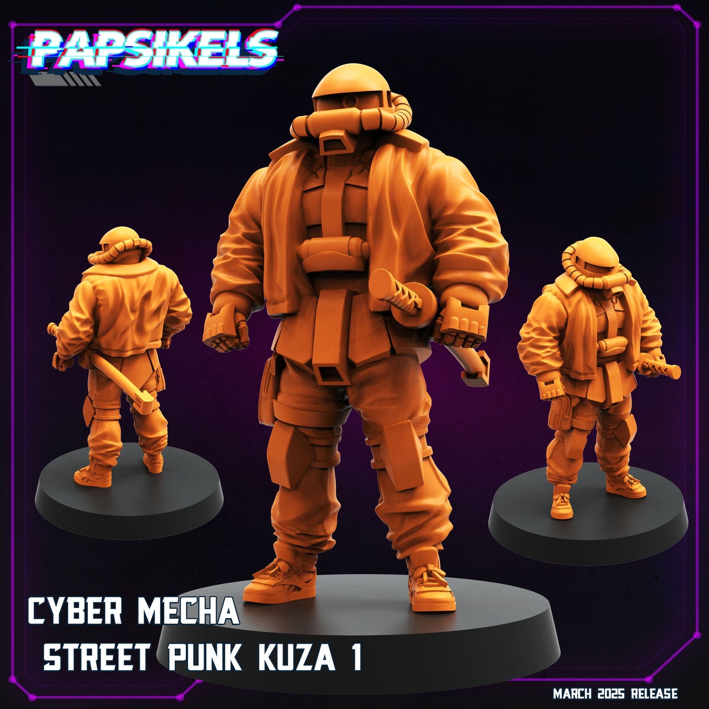 3D Printed Papsikels Cyber Mecha Street Punk Kuza MARCH 2025 CYBERPUNK 28mm 32mm - 3D Printing Boss 