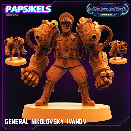 3D Printed Papsikels - Cyber Saga Episode 2 General Nikolovsky Ivanov - 28mm 32mm - 3D Printing Boss 