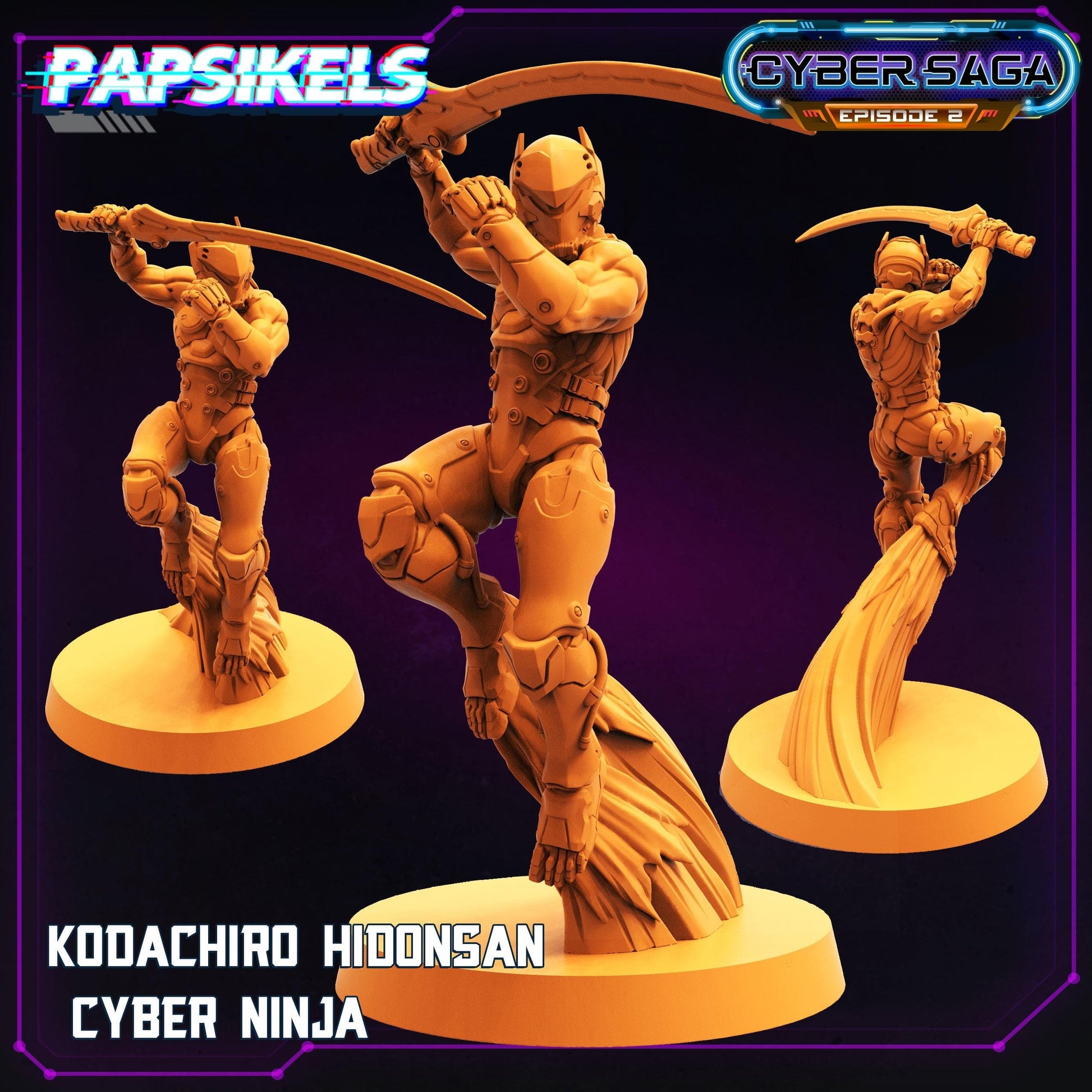 3D Printed Papsikels - Cyber Saga Episode 2 Kodachiro Hidonsan Cyber Ninja - 28mm 32mm - 3D Printing Boss 