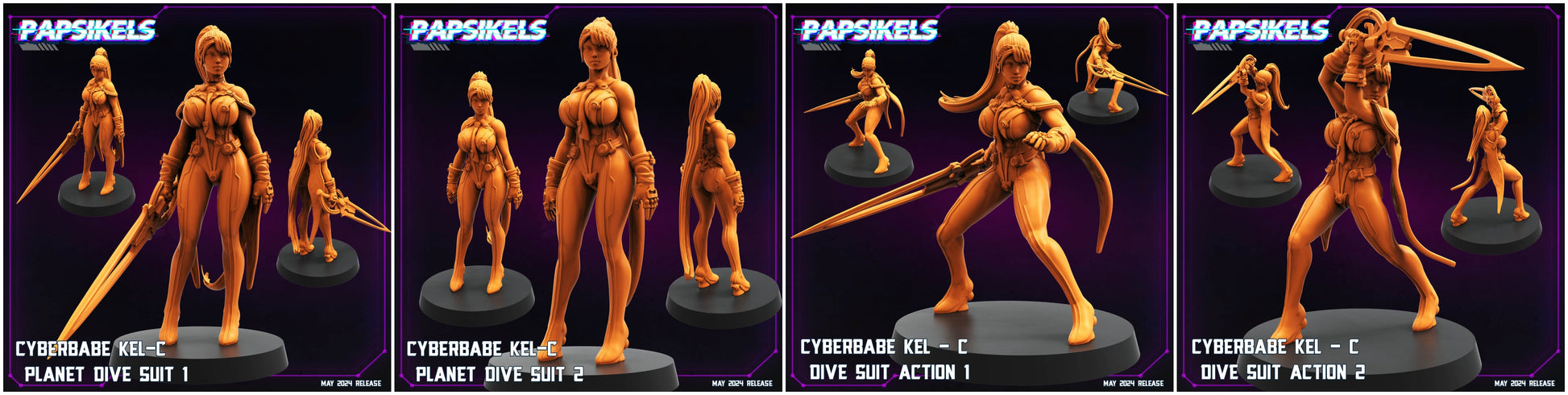 3D Printed Papsikels Cyberbabe Kel C Planet Set May 2024 Cyberpunk 28mm 32mm - 3D Printing Boss 