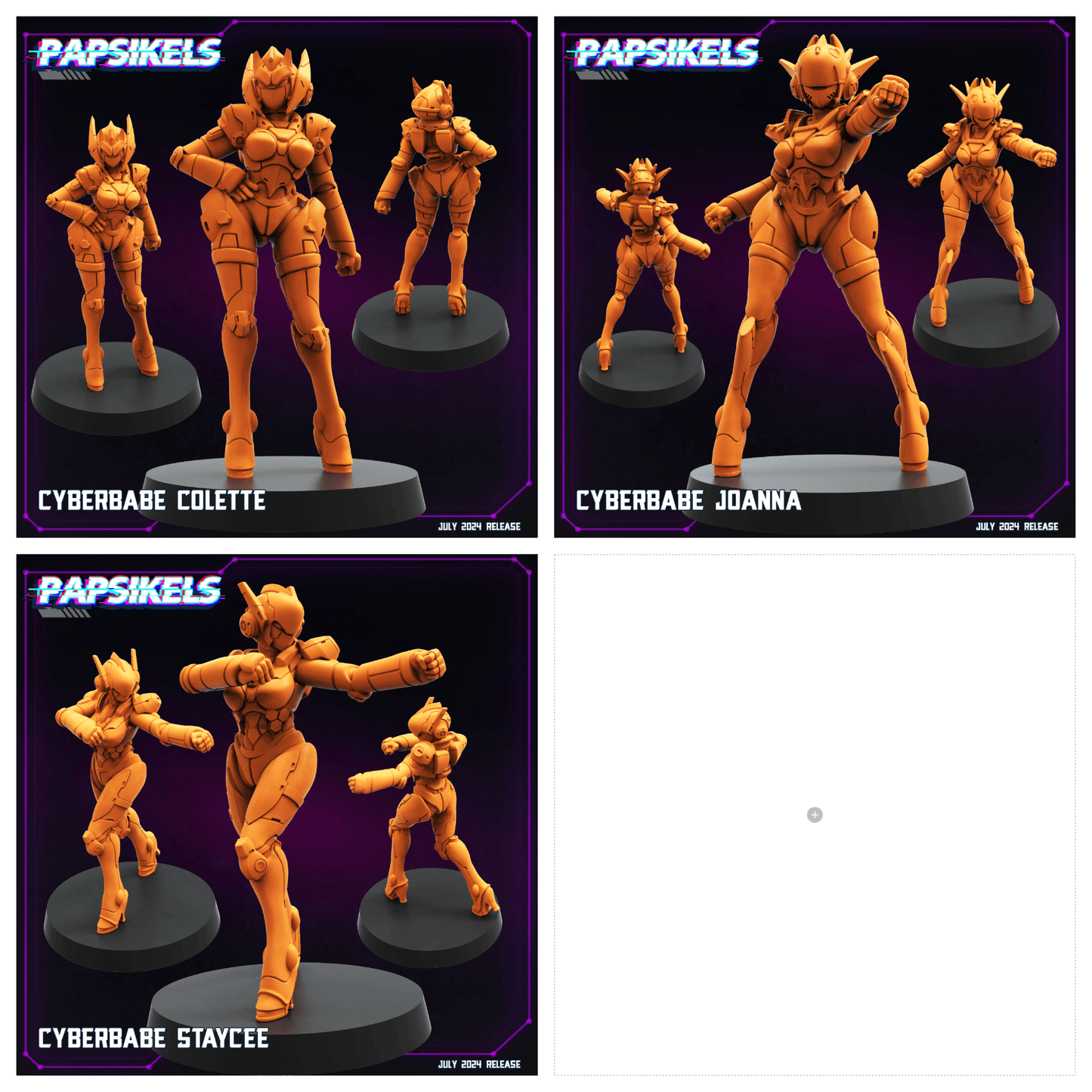 3D Printed Papsikels Cyberbabe Set 2 July 2024 Cyberpunk 28mm 32mm - 3D Printing Boss 