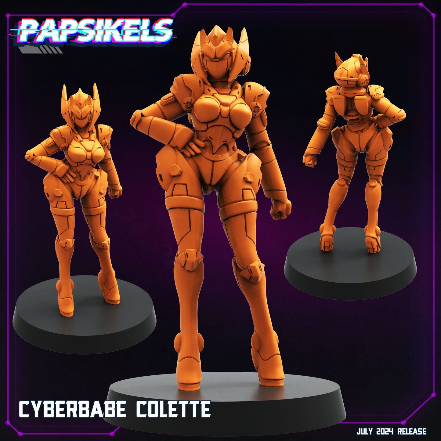 3D Printed Papsikels Cyberbabe Set 2 July 2024 Cyberpunk 28mm 32mm - 3D Printing Boss 