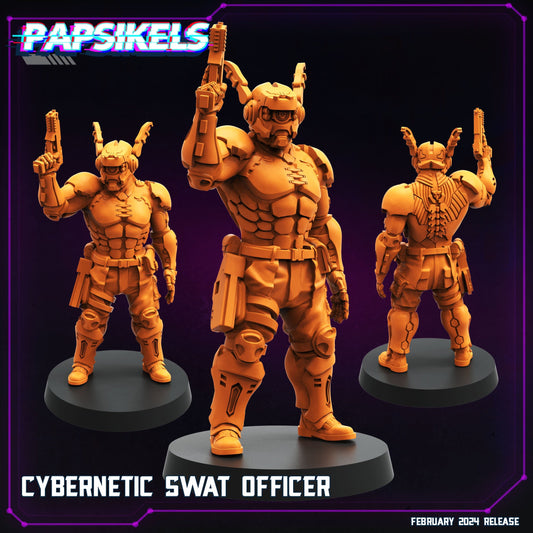 3D Printed Papsikels Cybernetic Swat Officer February 2025 Cyberpunk 28mm 32mm - 3D Printing Boss 
