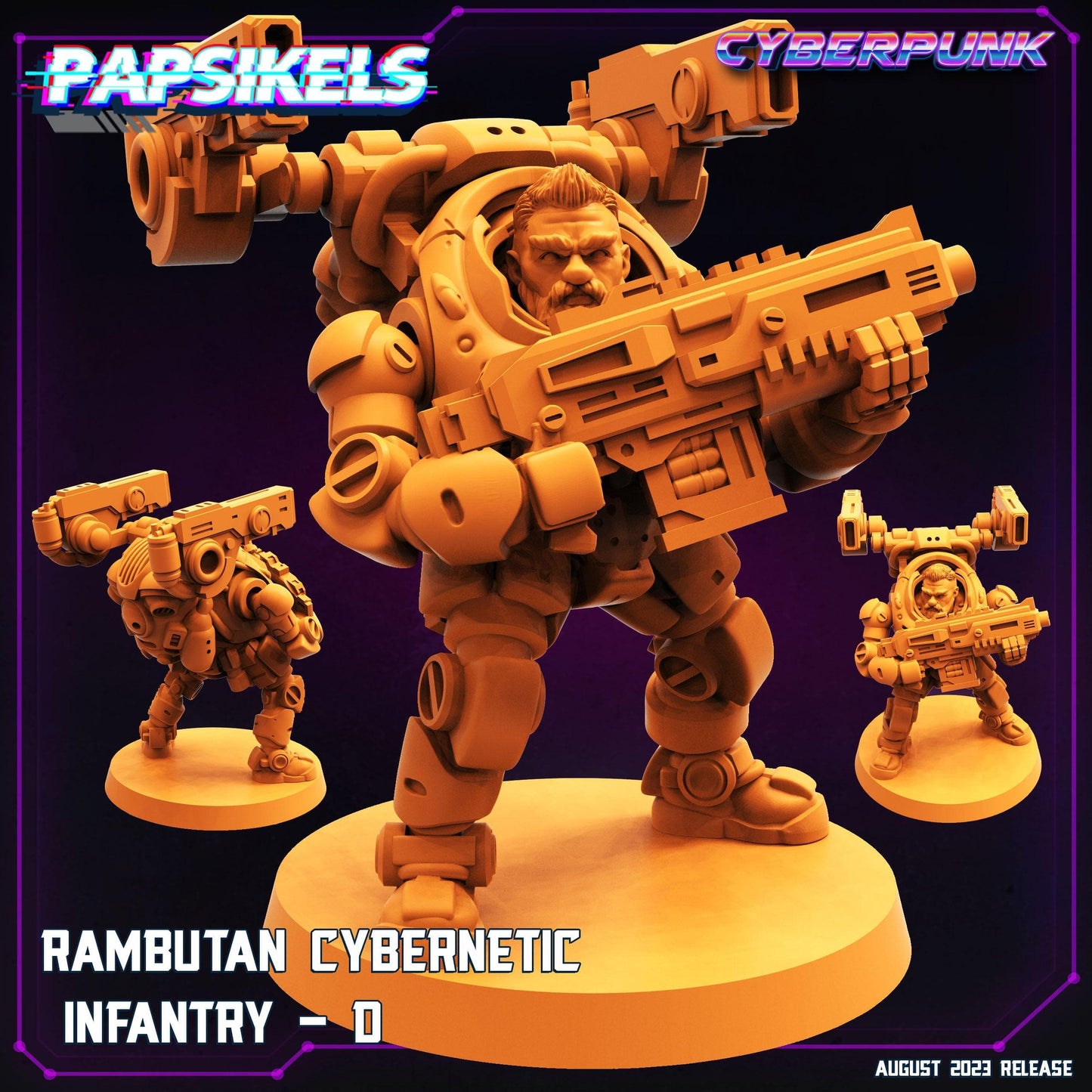 3D Printed Papsikels Cyberpunk Rambutan Cybernetic Infantry Squad Set 28mm 32mm - 3D Printing Boss 