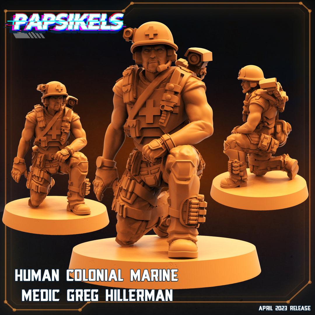 3D Printed Papsikels Cyberpunk Sci-Fi - Human Colonial Marine Medic Greg Hillerman - 28mm 32mm - 3D Printing Boss 