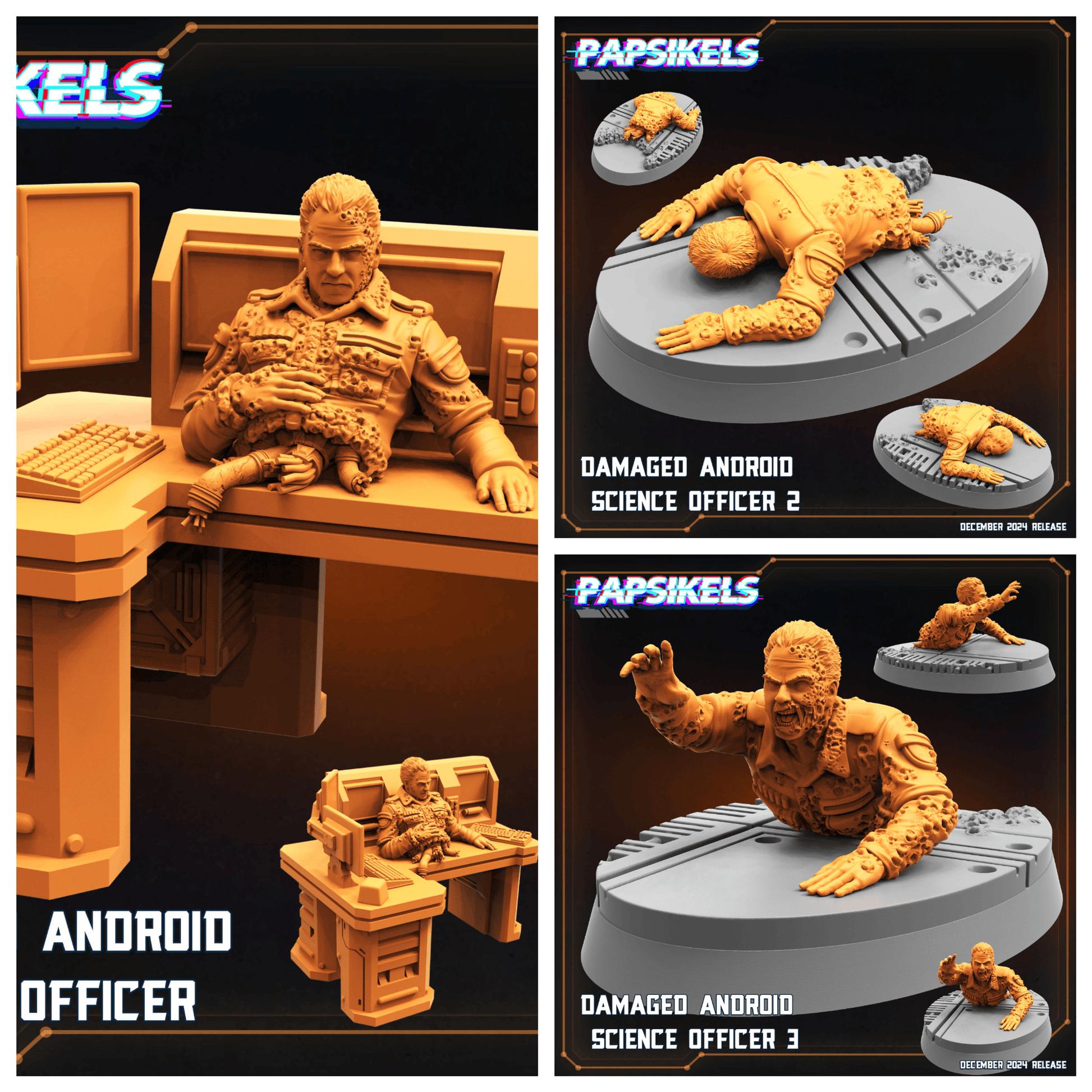 3D Printed Papsikels Damaged Android Science Officer Dec. 2024 SciFi 28mm 32mm - 3D Printing Boss 