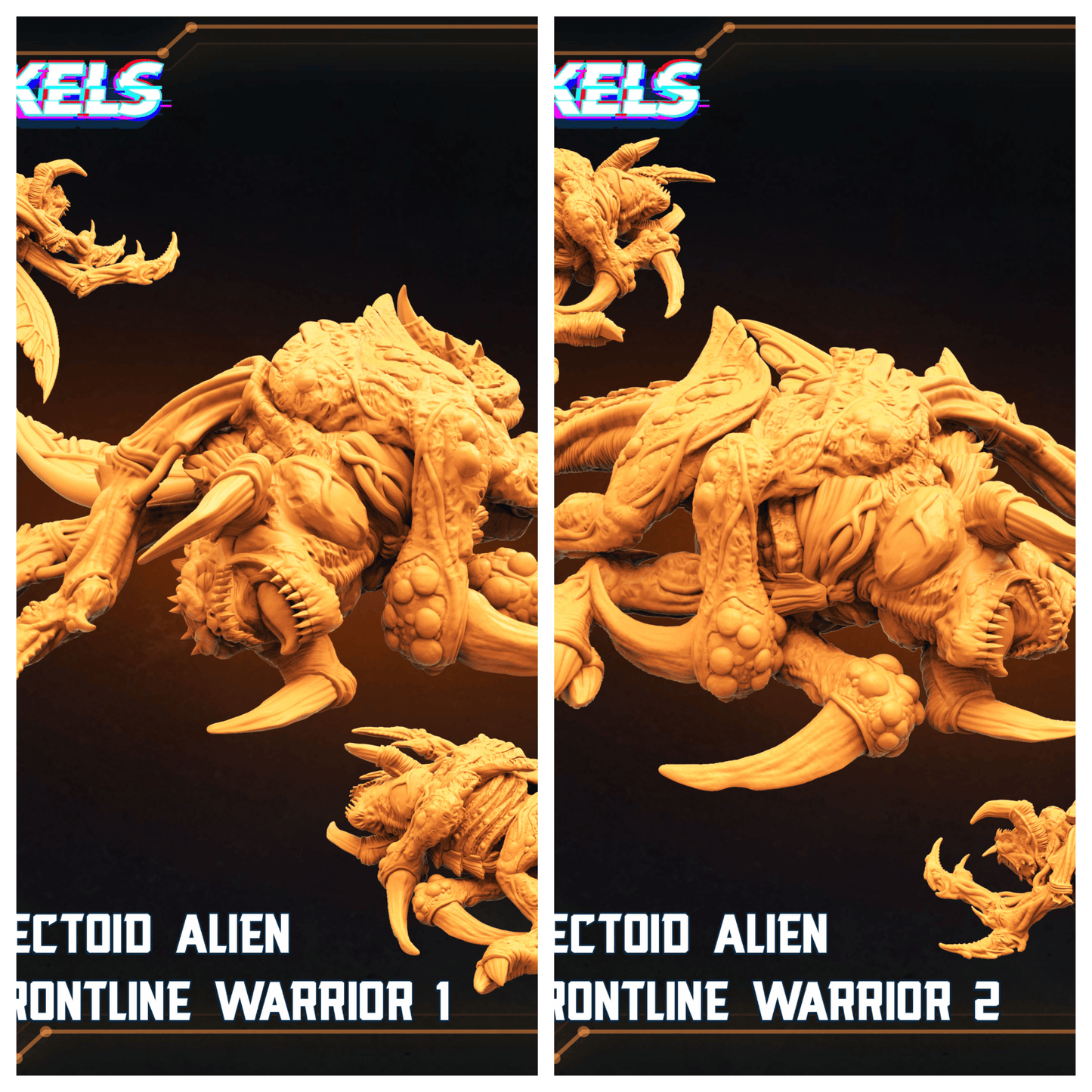 3D Printed Papsikels Dead Insectoid Alien Basic Frontline Warrior Set May 2025 Alien vs. Humans Reconnaissance 28mm 32mm - 3D Printing Boss 