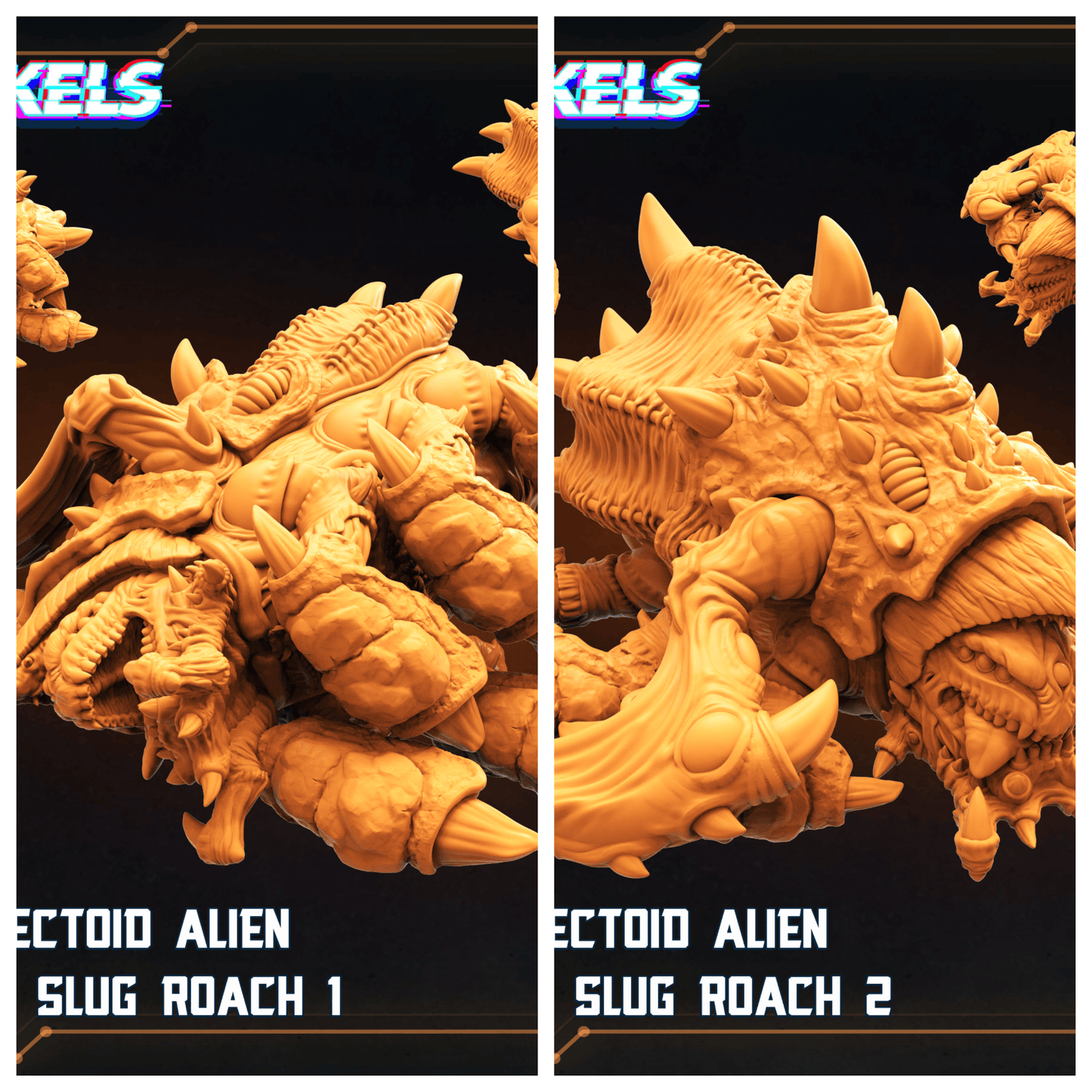 3D Printed Papsikels Dead Insectoid Alien Evolved Slug Roach Set May 2025 Alien vs. Humans Reconnaissance 28mm 32mm - 3D Printing Boss 