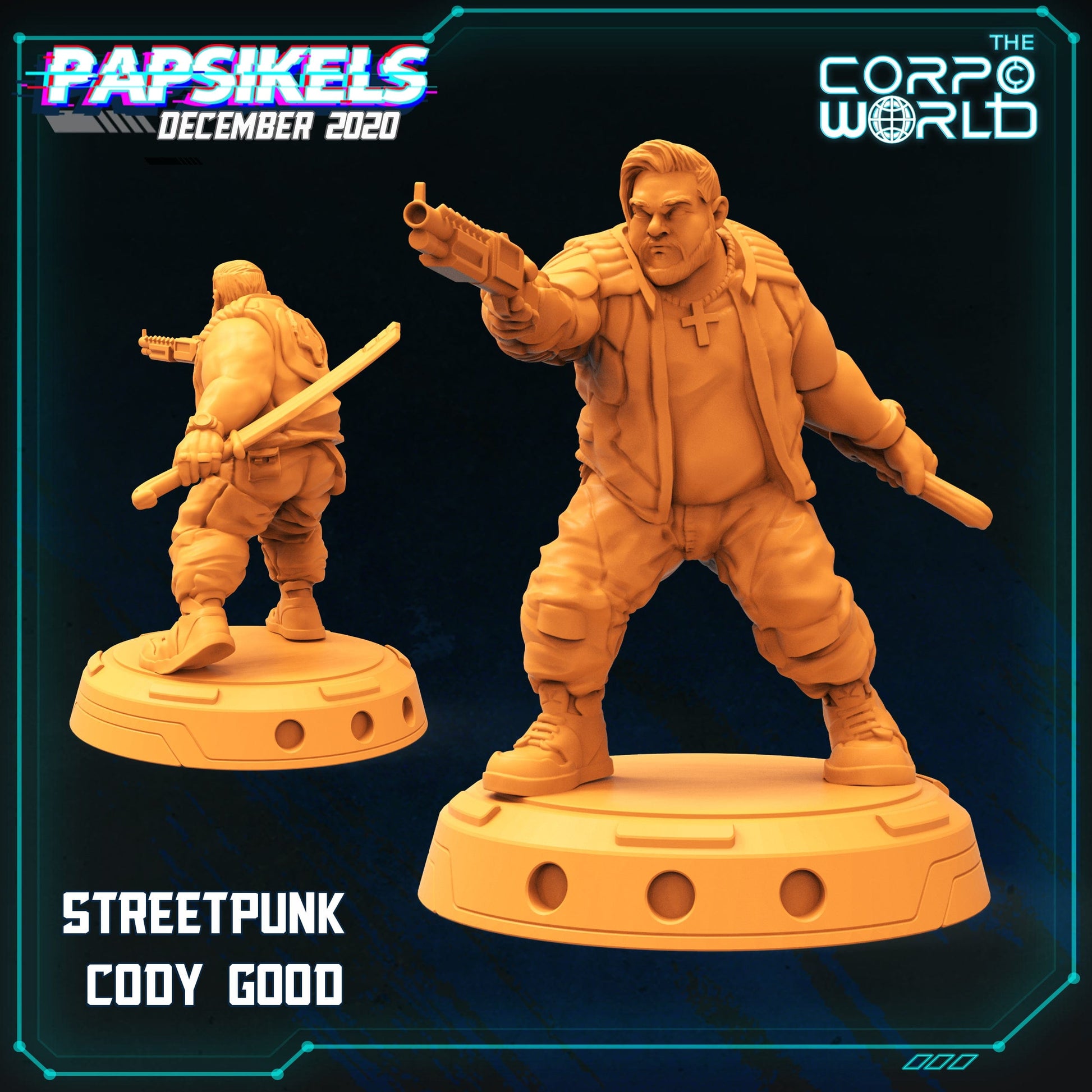3D Printed Papsikels December 2020 Cyberpunk Street Punk Cody Good 28mm 32mm - 3D Printing Boss 