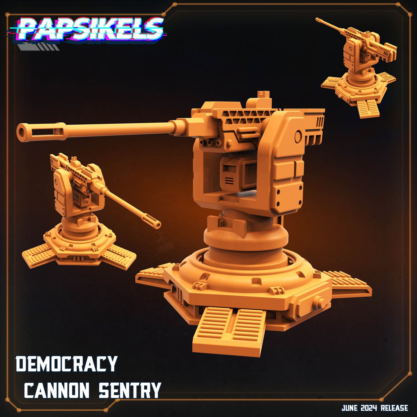 3D Printed Papsikels Democracy Cannon Sentry JUNE 2024 SCIFI 28mm 32mm - 3D Printing Boss 