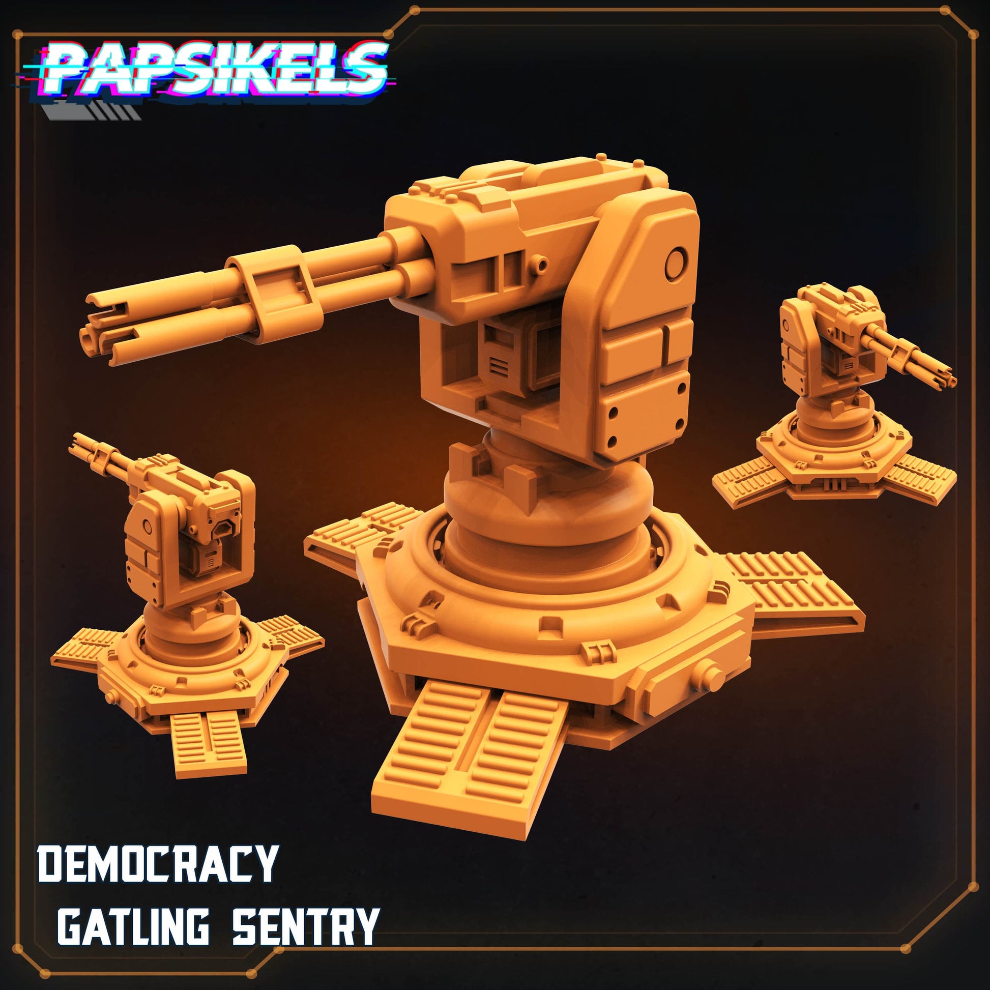 3D Printed Papsikels Democracy Gatling Sentry JUNE 2024 SCIFI 28mm 32mm - 3D Printing Boss 