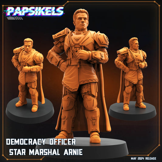 3D Printed Papsikels Democracy Officer Star Marshal Arnie Democracy Troopers Bugs and Bots 28mm 32mm - 3D Printing Boss 