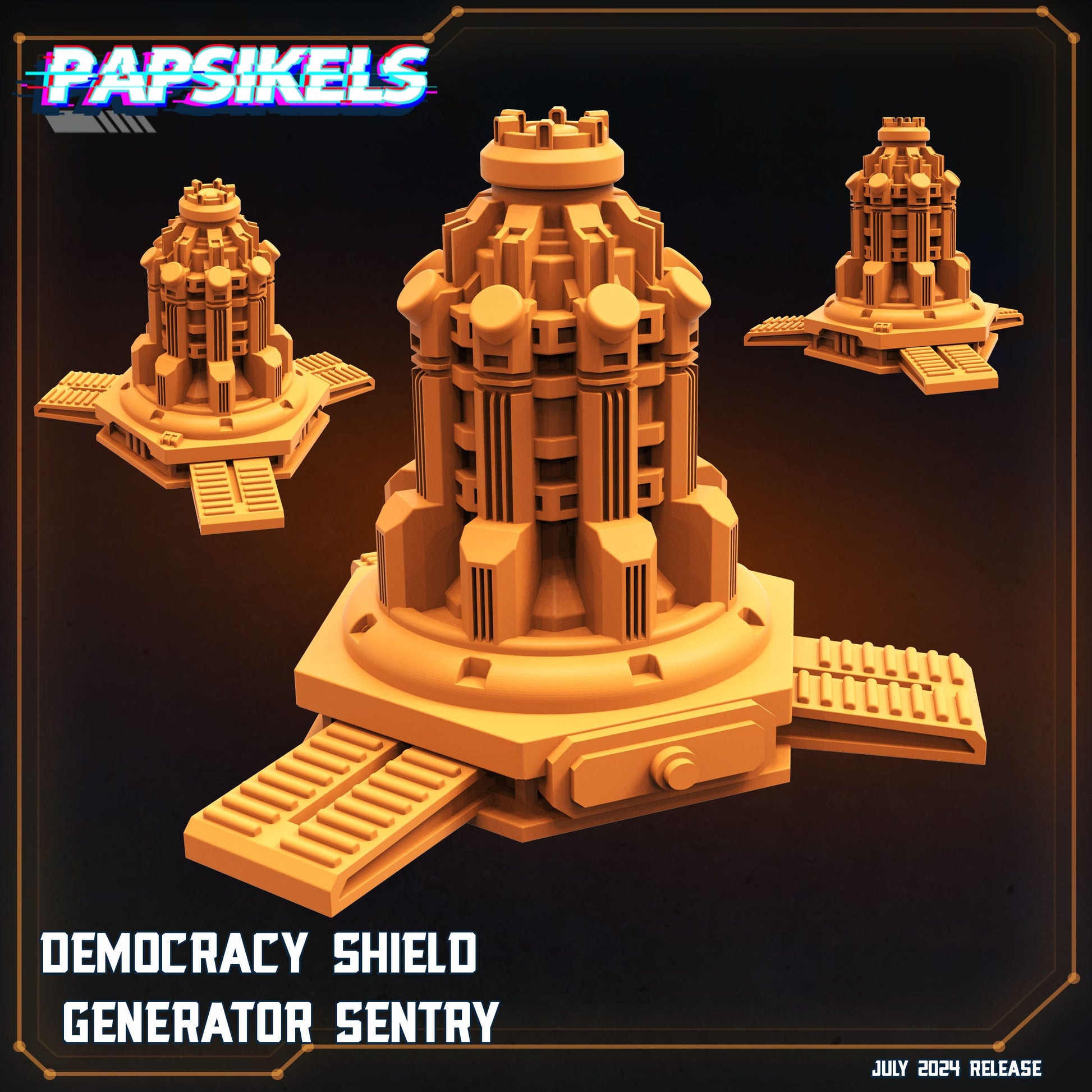 3D Printed Papsikels Democracy Shield Generator Sentry July 2024 Scifi 28mm 32mm - 3D Printing Boss 