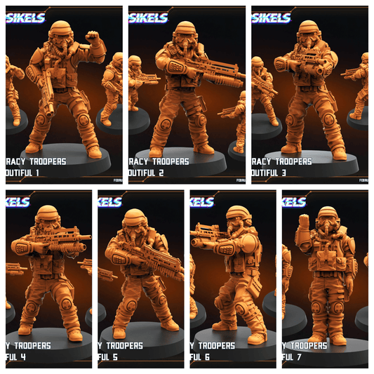3D Printed Papsikels Democracy Trooper Hell Dutiful February 2025 Scifi 28mm 32mm - 3D Printing Boss 