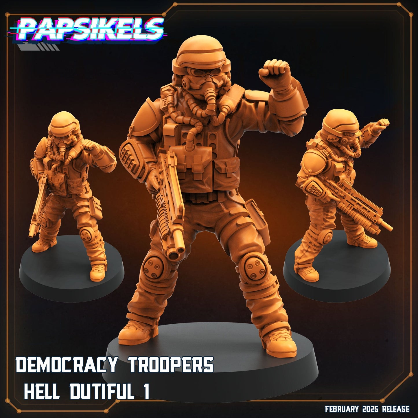 3D Printed Papsikels Democracy Trooper Hell Dutiful February 2025 Scifi 28mm 32mm - 3D Printing Boss 