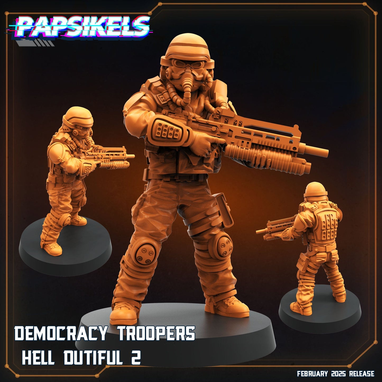 3D Printed Papsikels Democracy Trooper Hell Dutiful February 2025 Scifi 28mm 32mm - 3D Printing Boss 